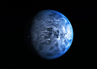 Impressão artística do planeta azul HD 189733b © NASA, ESA, M. Kornmesser