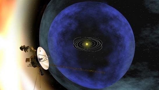 Concepção artística da sonda Voyager deixando a heliosfera. (NASA)
