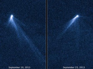 Imagem do Hubble mostra o asteroide P/2013 P5, que surpreendeu cientistas por ter caudas, como um cometa. Foto: AFP