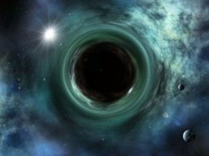 At a black hole, Albert Einstein's theory of gravity apparently clashes with quantum physics, but that conflict could be solved if the Universe were a holographic projection. Artist's impression by Markus Gann/Shutterstock