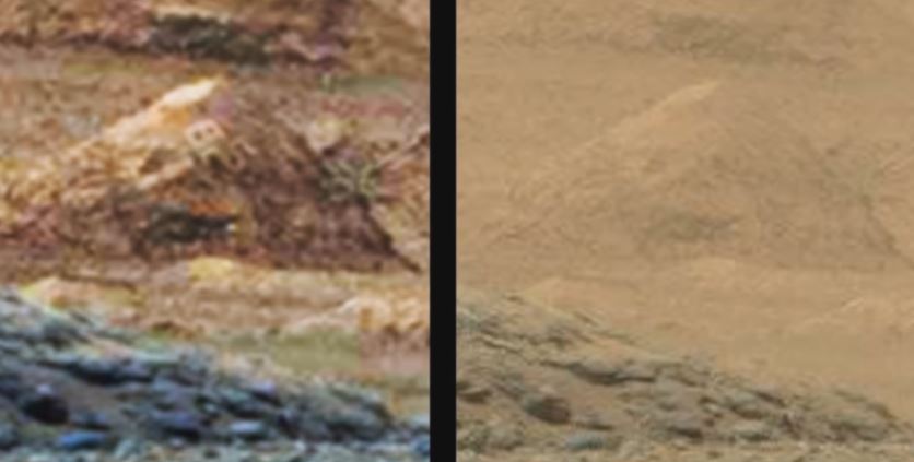 À esquerda, a foto foi tratada com um filtro para realçar contraste; à direita está a foto original.
