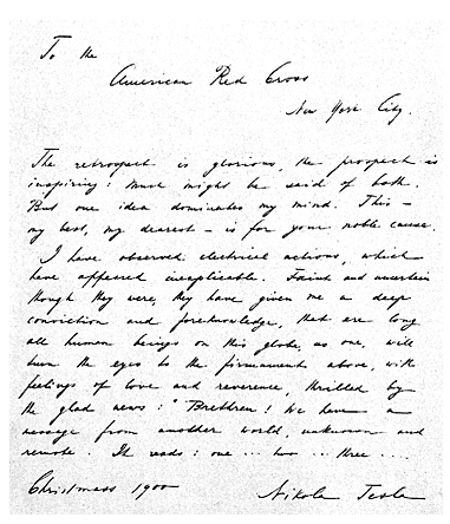 Uma carta escrita por Tesla 