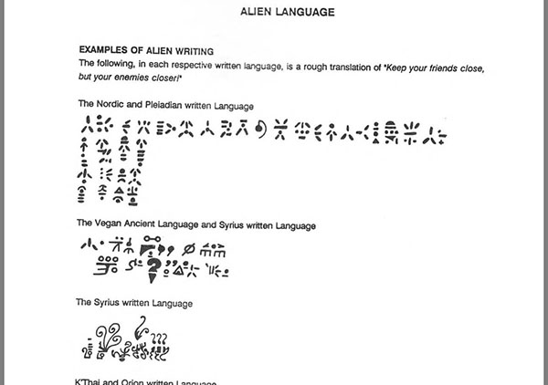 linguagem escrita alienígena