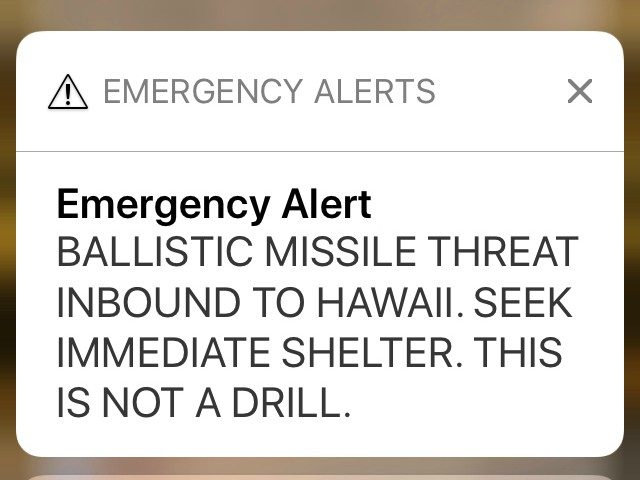 Alarme de ataque por míssil balístico deixa havaianos em pânico