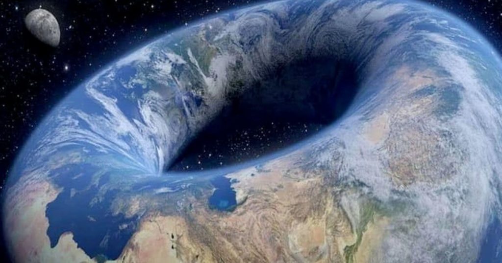 terraplanista acredita que a Terra tem o formado de uma rosca