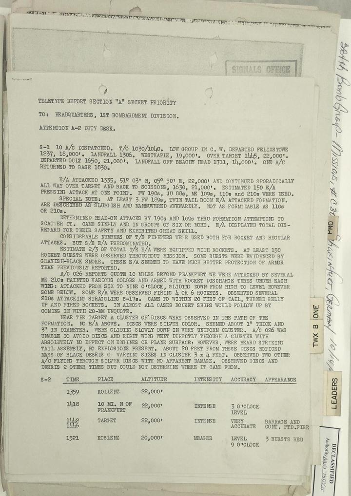 Bombardeiros B-17 encontraram "pequenos discos voadores" em 1943